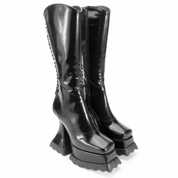 NEW John Fluevog MUNSTER MAX MAGNOLIA ZIP-UP PLATFORM TALL BOOTS Size 11 - Picture 1 of 16